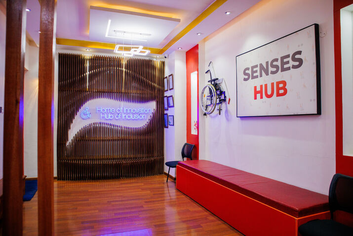 Senses Hub team members collaborating in the workspace